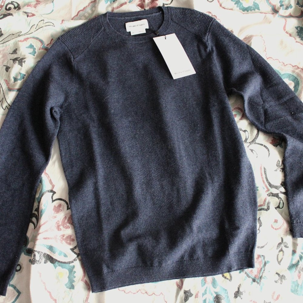 Ministry of Supply Merino Crewneck Sweater - Navy Blue